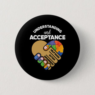 Understanding Acceptance Autism Awareness Heart Pu 6 Cm Round Badge