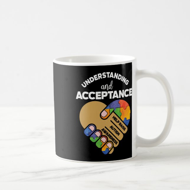 Understanding Acceptance Autism Awareness Heart Pu Coffee Mug (Right)