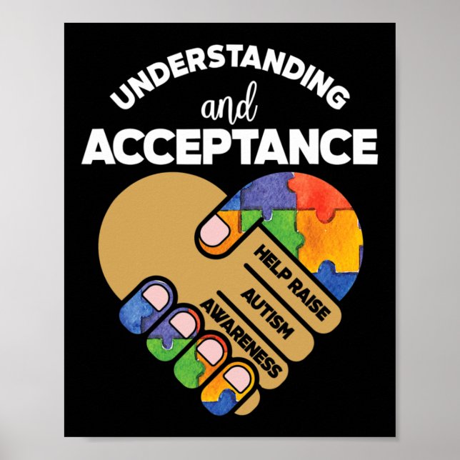 Understanding Acceptance Autism Awareness Heart Pu Poster (Front)