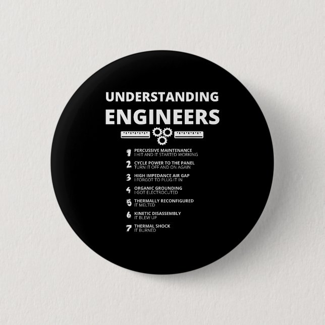 Understanding Engineers - Funny Sarcastic Engineer 6 Cm Round Badge (Front)
