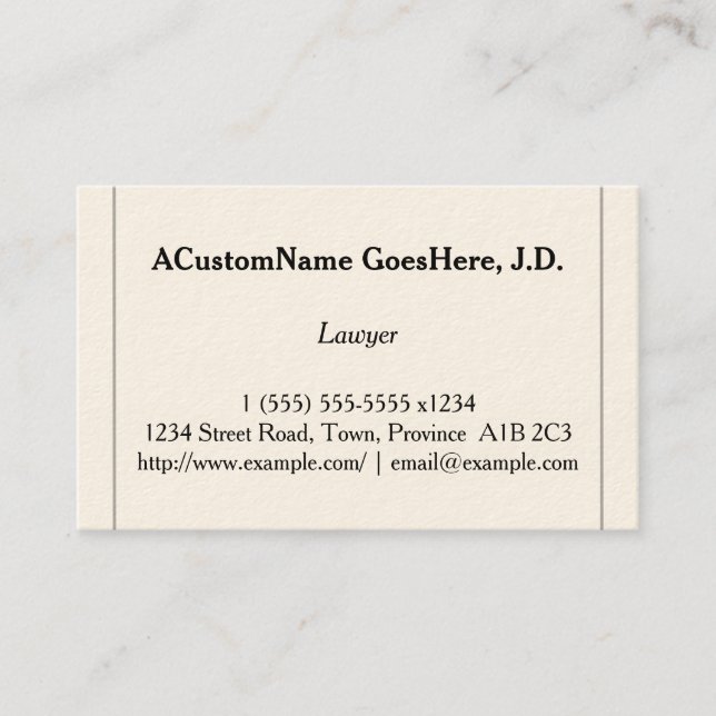 Understated and Customisable Lawyer Business Card (Front)