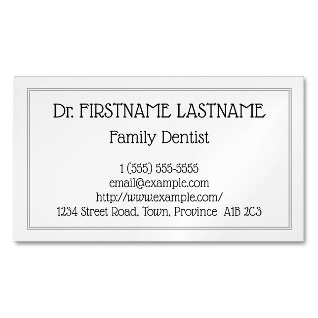 Understated Family Dentist Magnetic Business Card (Front)