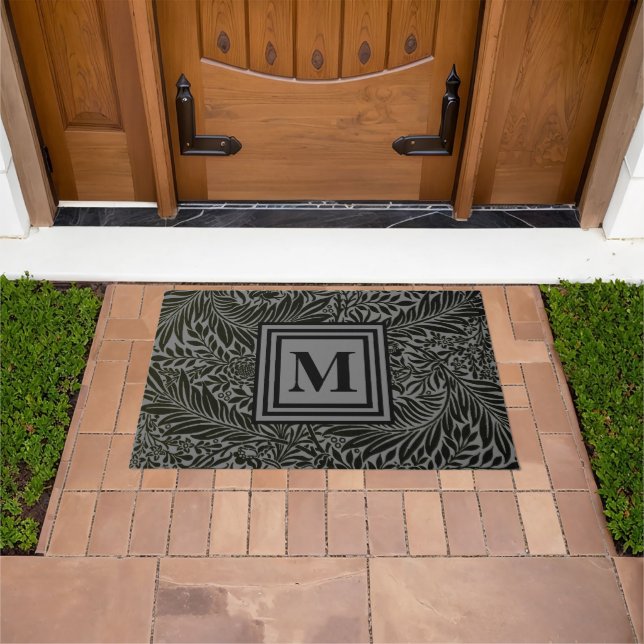 Understated Grey and Black Elegant Monogrammed Doormat (Outdoor)