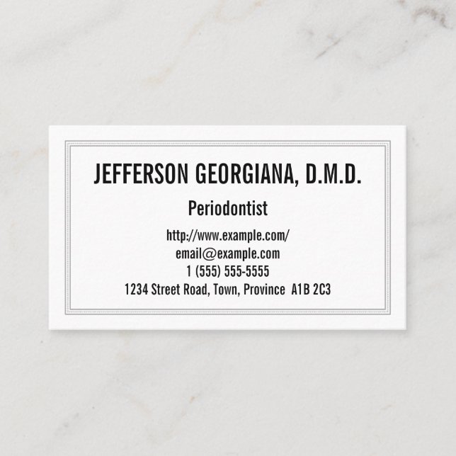 Understated & Plain Periodontist Business Card (Front)
