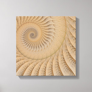 Undertow Tan Abstract Spiral Canvas Print