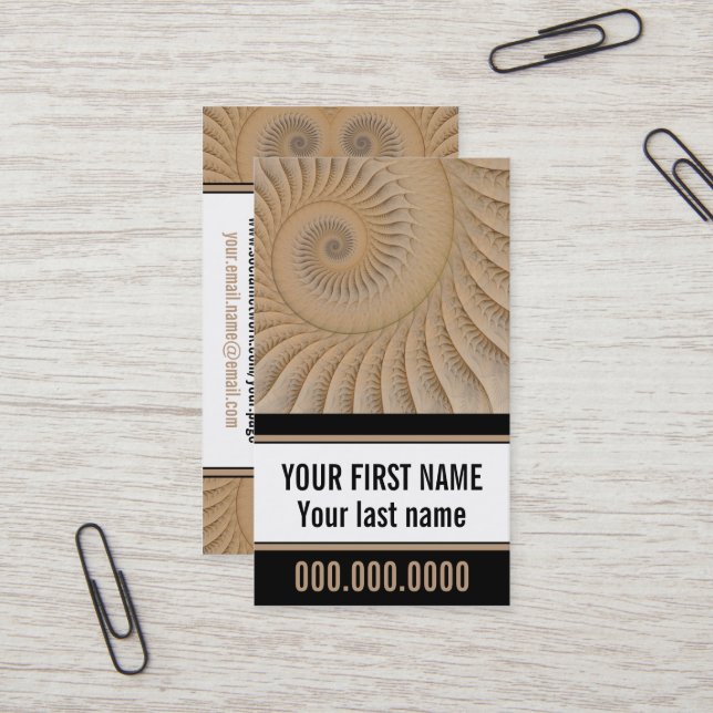 Undertow Tan Spiral Abstract Business Card (Front/Back In Situ)