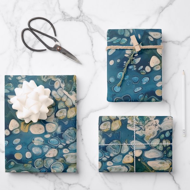 Underwater Abstract Fantasy Wrapping Paper Sheet (Front)