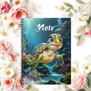 Underwater adventures with the cheerful turtle. notebook
