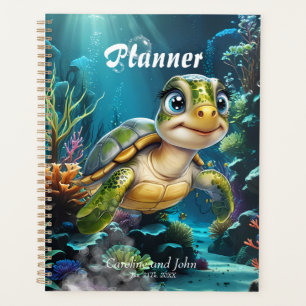 Underwater adventures with the cheerful turtle. planner