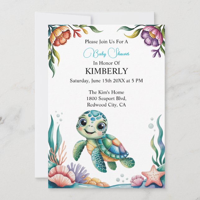 Underwater Adventures with Tiny Turtle  Invitation (Front)