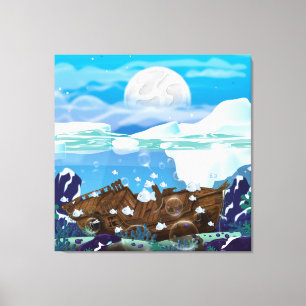 Underwater Arctic Shipwreck Canvas Print