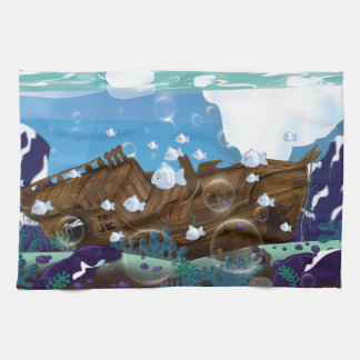 Underwater Arctic Shipwreck Tea Towel