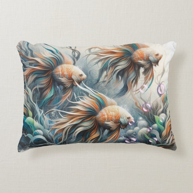  Underwater Art of Fish & Coral in Acrylic paints Decorative Cushion (Front)