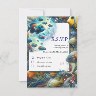 Underwater Art of Fish & Coral in Acrylic RSVP Card