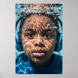 Underwater Autistic Boy Sensory Journey Awareness Poster