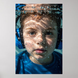 Underwater Autistic Boy Sensory Journey Awareness Poster