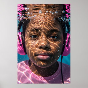 Underwater Autistic Girl Sensory Journey Awareness Poster