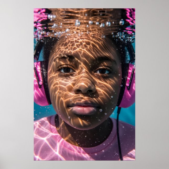 Underwater Autistic Girl Sensory Journey Awareness Poster (Front)