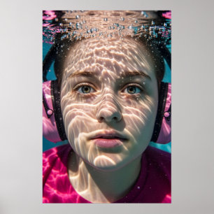 Underwater Autistic Girl Sensory Journey Awareness Poster