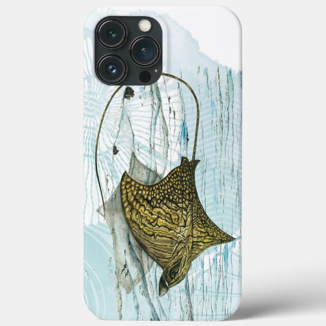 Underwater Beautiful Hand-Painted Ornate Eagle Ray Case-Mate iPhone Case (Back)