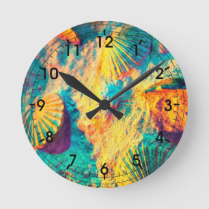 Underwater Beauty - Seashells Round Clock