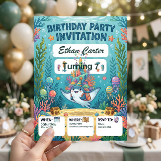 Underwater Birthday Invitations Customisable Zazzl