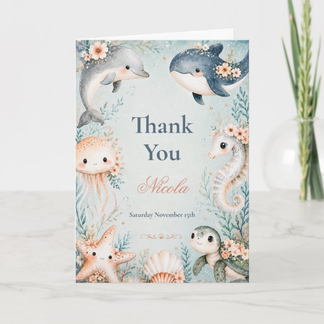 Underwater Birthday Thank You Card (Front)