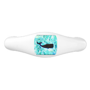underwater black whale swimming ceramic drawer pull