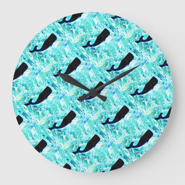 underwater black whales swimming large clock (Front)