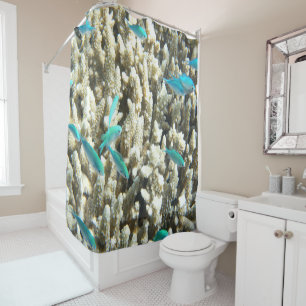Underwater Blue Fish And Coral Shower Curtain