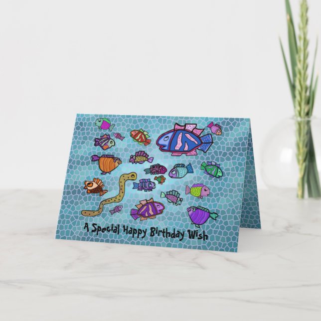 Underwater Blue Heaven Happy Birthday Card (Front)