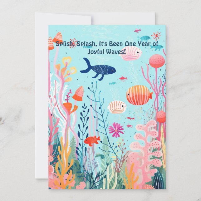 Underwater Celebration 1st Anniversary Holiday Card (Front)