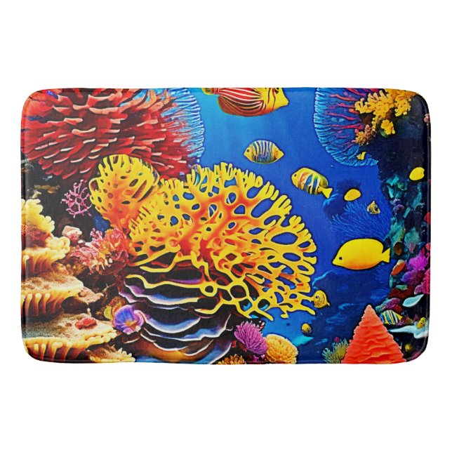 Underwater Coral Garden Design Bath Mat (Front)