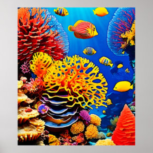 Underwater Coral Garden Design Poster