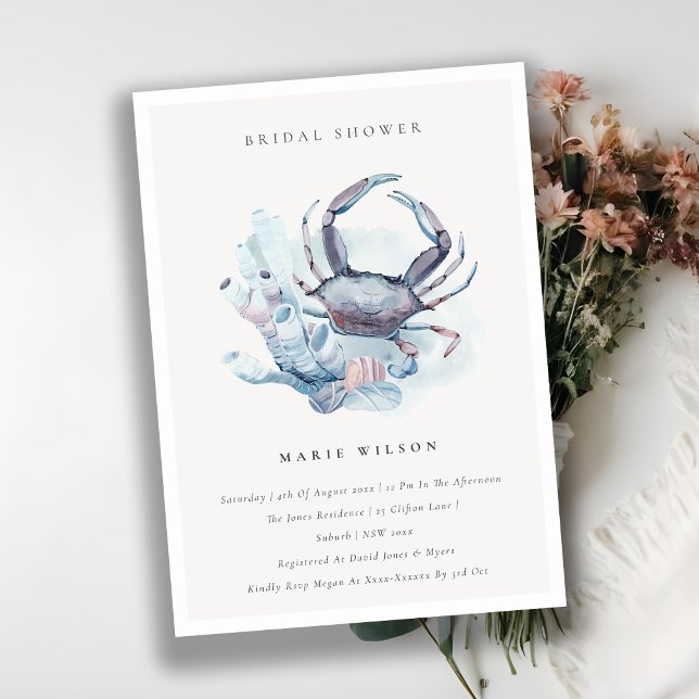 Underwater Crab Coral Costal Bridal Shower Invite (Creator Uploaded)