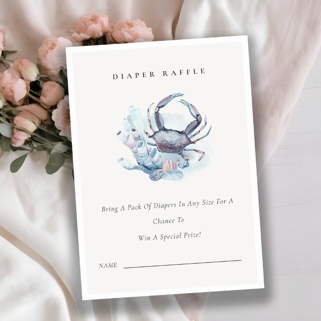 Underwater Crab Coral Diaper Raffle Baby Shower Enclosure Card (Creator Uploaded)