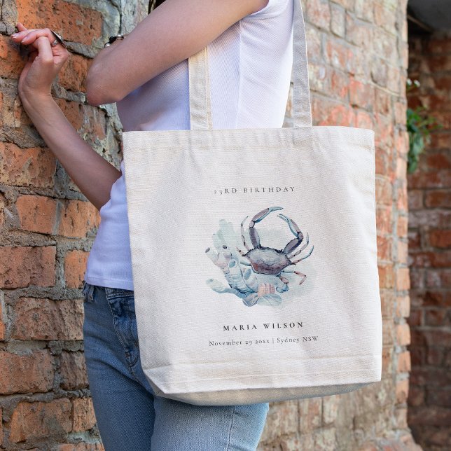 Underwater Crab Coral Nautical Any Age Birthday Tote Bag (Creator Uploaded)