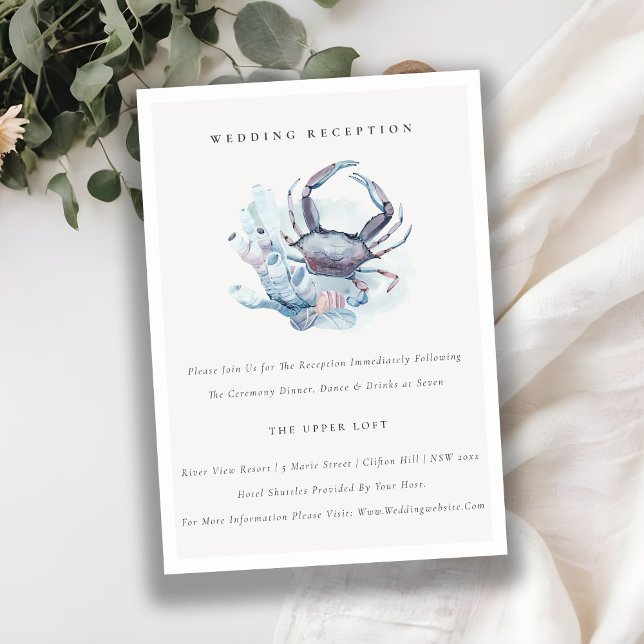 Underwater Crab Coral Nautical Wedding Reception Enclosure Card (Creator Uploaded)