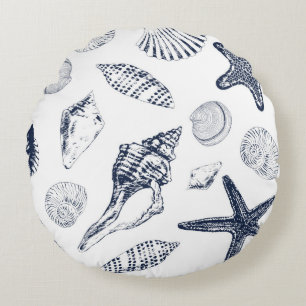 Underwater creatures round cushion