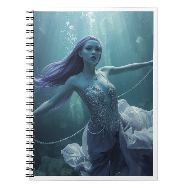 Underwater Crystal Alien Woman – Fantasy Sci-Fi  Notebook (Front)