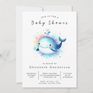 Underwater Custom Whale Baby Shower Invitation