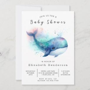 Underwater Custom Whale Baby Shower Invitation