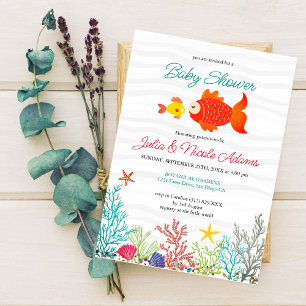 Underwater Cute Sea Animals Baby Shower Invitation
