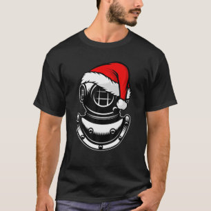 Underwater Diving Helmet Santa Hat Christmas Scuba T-Shirt