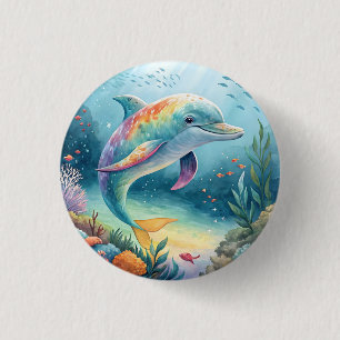 Underwater Dolphin 3 Cm Round Badge