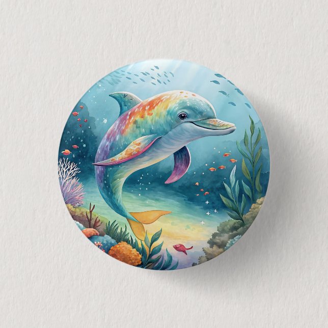 Underwater Dolphin 3 Cm Round Badge (Front)