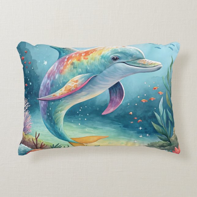 Underwater Dolphin Decorative Cushion (Front)