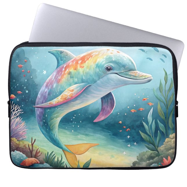 Underwater Dolphin Laptop Sleeve (Front)