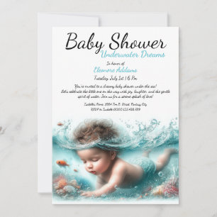 Underwater Dreams Watercolor Baby Shower Invitation