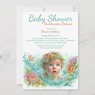 Underwater Dreams Watercolor Baby Shower Invitation